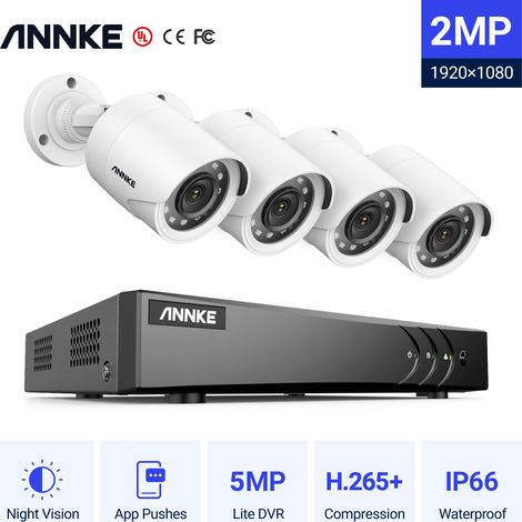 ANNKE 1080P HD TVI Bullet Security Camera Smart IR Night Vision Waterproof 4Camera 3K HD H.265+ Video Recorder Video Security Kit