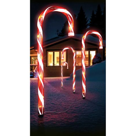 4er Set LED-Gartenleuchtsäbe "Zuckerstangen"-MLK076W-Linder