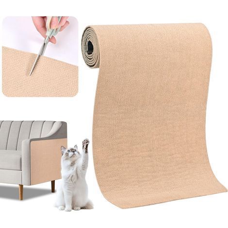 Tapis giffoi pou chat - Autocollant anti-ayues - Pou canapés et mus - 40 x 200 cm - Peut ête découpé à n'impote quelle taille - Potège les meubles du canapé (kaki) (1/5)