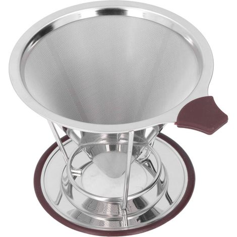 Reusable Coffee Drip Holder in Silicone and Stainless Steel, 1 to 6 Cups, Coffee Filter, Stainless Steel Handle, Round Base Design (1/5)