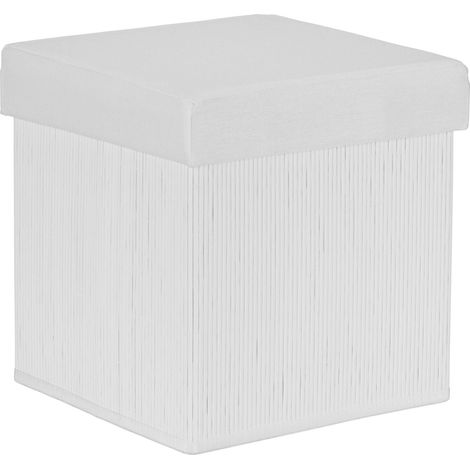 Sgabello ausiliario pieghevole con contenitore rimovibile 38 x 38 x 38 cm in bambù bianco 130012167
