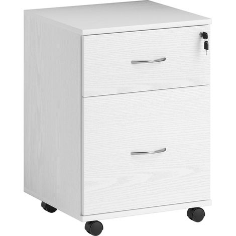HOMCOM Pedestal Office Mobile Filing Cabinet 2 Drawer White (1/5)