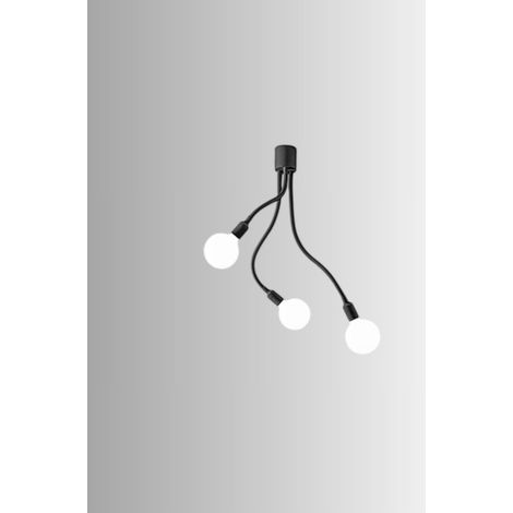Plafonnier En Caoutchouc Série 6678 Noir, Diamètre 39 Cm, Hauteur 81 Cm, Culot 3Xe27 Max 60W, Design Moderne Et Élégant - Marque Perenz Illumina (1/2)
