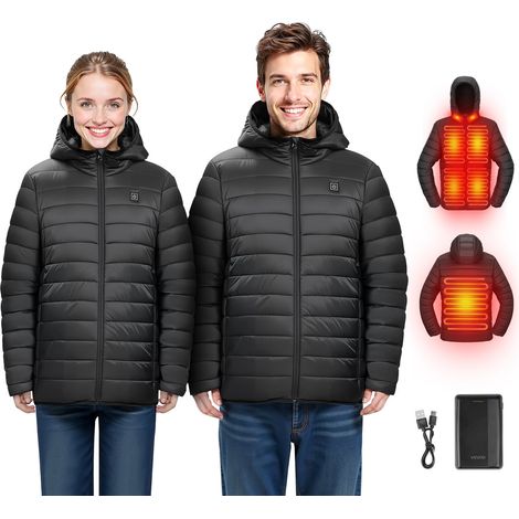 Veste Chauffante Femme avec Batterie 7,4 V, Manteau Électrique Softshell, Coupe-vent et Léger, avec 4 Zones de Chauffage, 3 Niveaux de Chaleur, pour Randonnée, Camping, Hiver, Ski, Cyclisme, L (1/5)