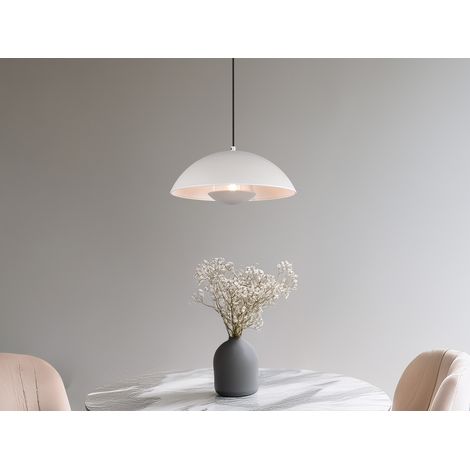 Pendelleuchte VARYA Metallschirm Hellgrau mit Blendschutz, Ø 32cm (1/5)
