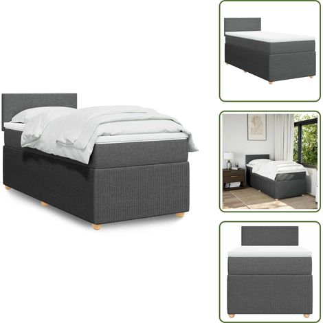Sommier à lattes de lit avec matelas Gris foncé 100x200cm Tissu - Sommier À Lattes De Lit - Sommiers À Lattes De Lit - Lit - Meuble De Chambre À Coucher (1/5)