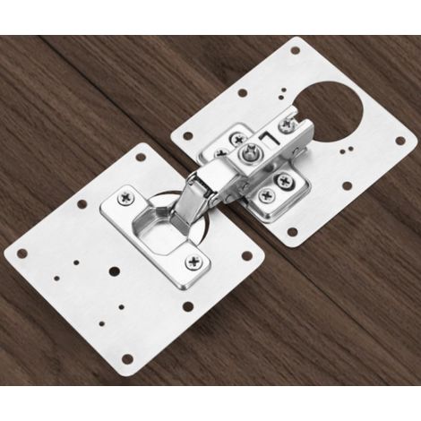Plaque Reparation Charniere Porte d'armoire,2 Pièces plaque de réparation de charnière de porte de placard de cuisine avec trou, avec vis (1/5)