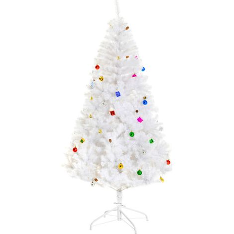 Sapin de Noël artificiel de 180 cm de haut, décoré de boules, de cloches, de tambours et de boîtes cadeaux  930 branches  12 pommes de pin  décorations de Noël d'intérieur avec une structure en métal (1/5)