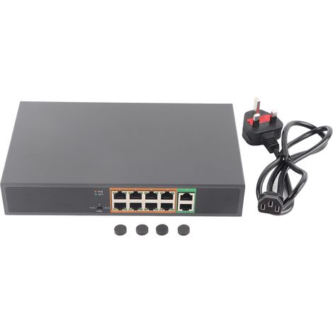 PSE1008G 8-Port Gigabit PoE-Switch, IEEE802.3 At/Af-Standard, 100–250-V-Netzteil mit UK-Stecker