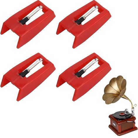 Lot de 4 Aiguilles de Remplacement pour Platines Vinyle Compatibles avec Autres - Stylus en Céramique de Rubis pour Une Reproduction Audio de Haute Fidélité et Sat (1/5)
