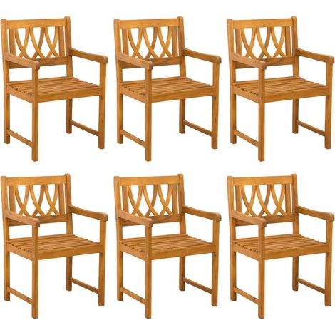 Chaises de jardin 6 pcs Naturel Bois d'Acacia Massif vidaXL (1/5)