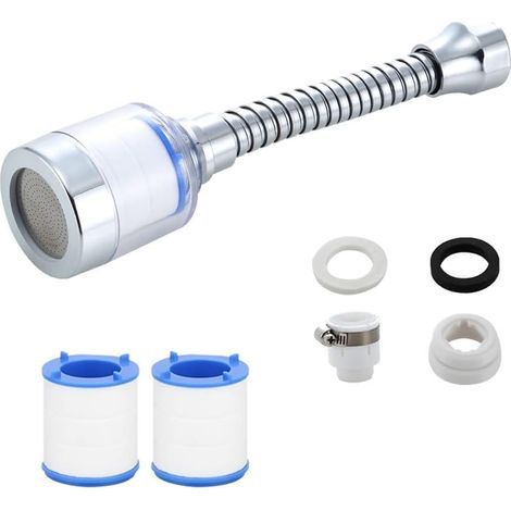 Leitungswasserfilter-Set, universeller Antikalkfilter mit 2 PP-Baumwollfilterelementen, 360° drehbarem Sprühkopf und Filter für (1/5)