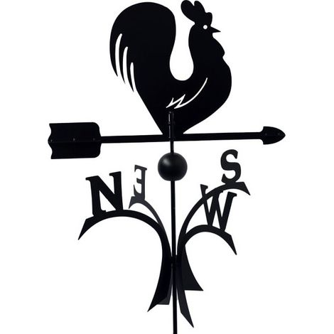 Girouette de jardin coq en acier forgé – Mât sur roulement à billes – Hauteur 100.5 cm – Peinture epoxy haute température – Outils Et Nature