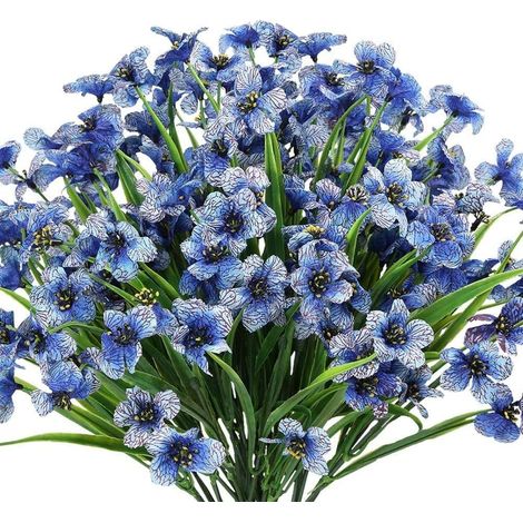 Artificial Fake Flower Yellow Greenery Shrubs Plants Bushes Plastic Indoor Outdoor Hanging Planter Home Decor (Blue) (1/5)