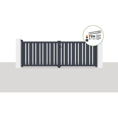 Pack portail battant électrique VEYMONT 350x120cm Gris + Motorisation TANKER B250 (1/5)