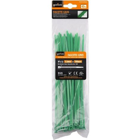 Kaela - Set 40 Pz Fascette Cavi Cavo Verde Stringenti In Plastica Nylon 3.6x200mm 92395 - (1/2)