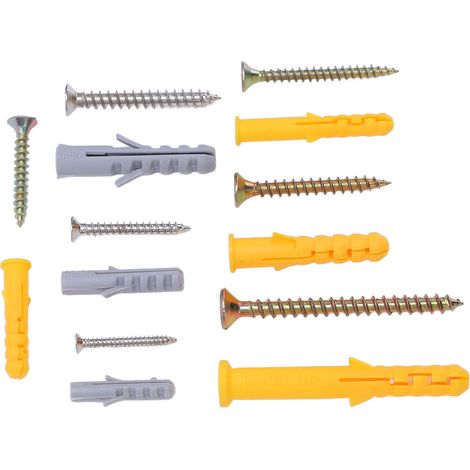 Lot de 210 vis autotaraudeuses tête fraisée, croix, acier carbone, chevilles nylon pour rideaux (1/5)