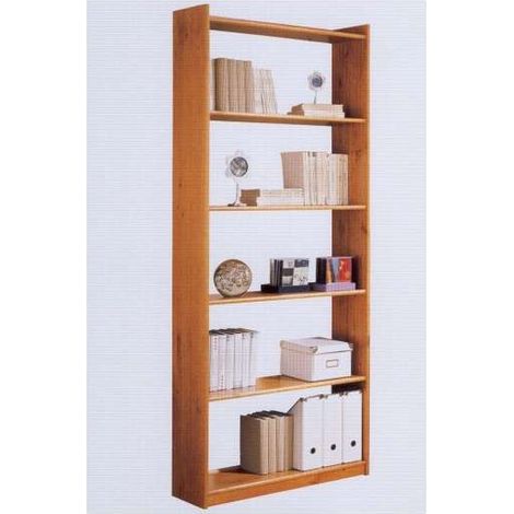 Estantería 6 baldas Altea en acabado madera maciza de pino color miel 200 cm(alto)80 cm(ancho)28 cm(largo)