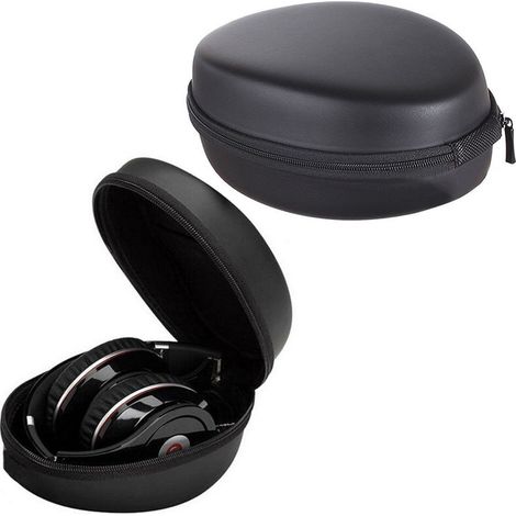 1 Étui de transport, Coque rigide EVA, Fermeture éclair robuste, Pour casque pliable, Noir (1/5)