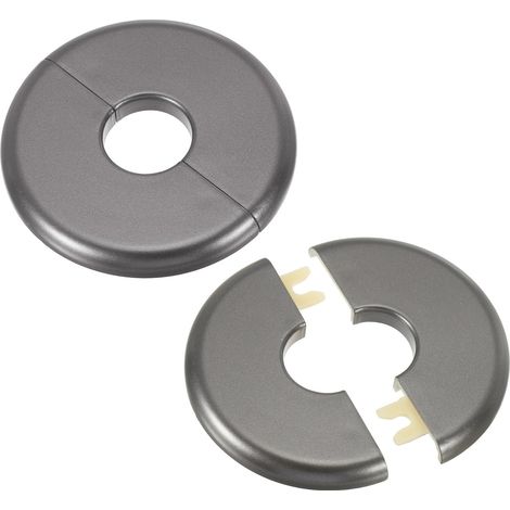 Plaque d'Écussons Auto-Adhésive Ronde en ABS 0.93"/23.5mm, 2pcs Couverture Murale pour Tuyau d'Eau, Cache Mitigeur Douche Boucles Rosace Robinet Chauffage Plomberie Mural, Gris (1/5)