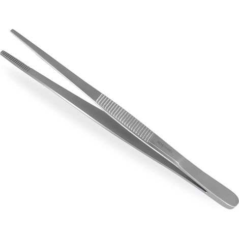 Küchenpinzette, Grillpinzette, Kochpinzette, Pinzette Edelstahl Gerade (16 cm) Silber