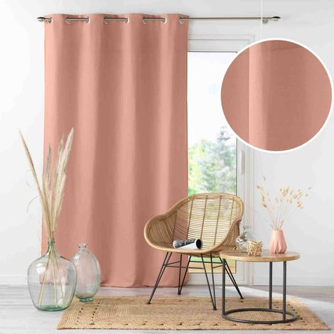 Rideau à œillets 140 x 280 cm microfibre unie ABSOLU Blush – Grande hauteur (1/4)