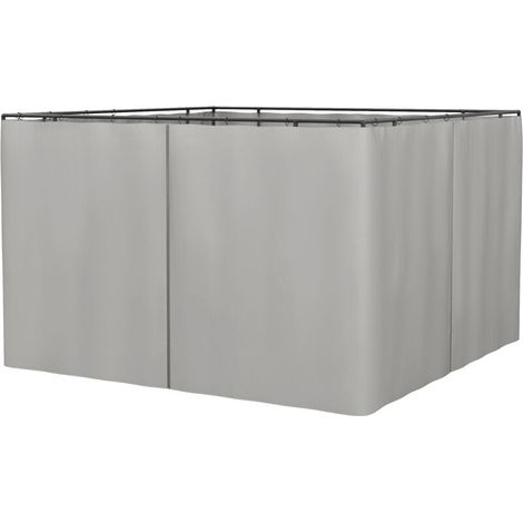 Rideau de remplacement pour pavillon 3x3m, lot de 4, gris clair, 302x205cm, protection latérale