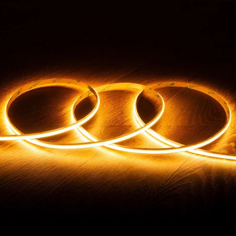 Bobina 5m Striscia LED 24V WCOB 256 LED/m 10W/m 1100lm/m Larga 8mm IP20 CRI90 Taglio 3,2cm 2200K Super Caldo (1/3)