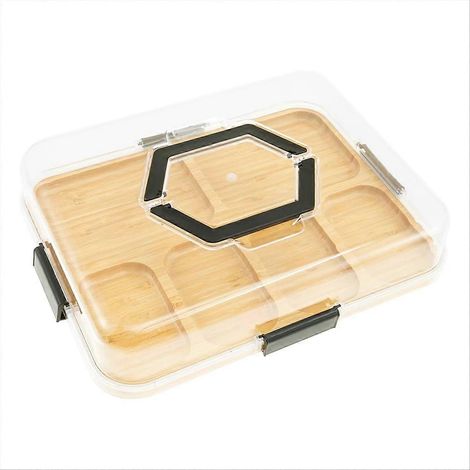 Planche à charcuterie avec couvercle transparent, plateau à fromage portable de voyage, boîte à charcuterie, planche à découper pour la cuisine et la maison, cadeau idéal (1/5)
