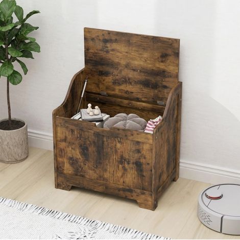 Aufbewahrungstruhe mit Sicherheitsbeschlag, 61 L, MDF, rustikalbraun HAVRYA (1/5)
