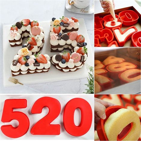 Lot de 2 moules à gâteaux en silicone de 25 cm (10 pouces) avec les chiffres 6 et 0. Moule à gâteau 3D en silicone pour la pâtisserie, idéal pour les anniversaires et les mariages. (1/5)
