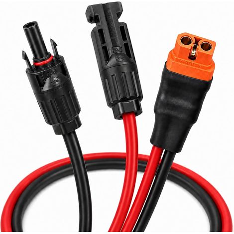 Câble solaire XT60i XT60i-F, Connecteur Solaire vers XT60i pour Panneau Solaire, 10AWG 6mm² 0,5M, Rallonge pour Panneaux Solaires et Stations Énergie Portables Connecteur Étanche (1/5)