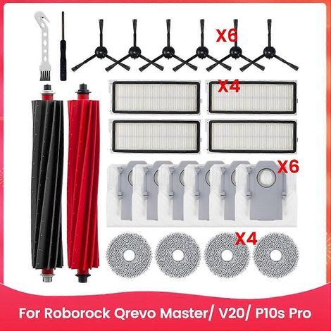 Kit d'accessoires pour aspirateur robot Roborock Qrevo Master/ V20/ P10s Pro : brosse latérale principale, filtre HEPA. (1/5)