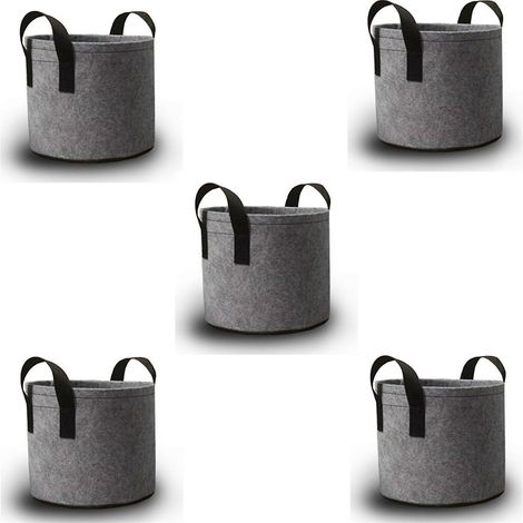 Pots en tissu gris résistant, sacs de culture pour légumes/fleurs/plantes, pots en tissu non tissé épais avec (1/5)
