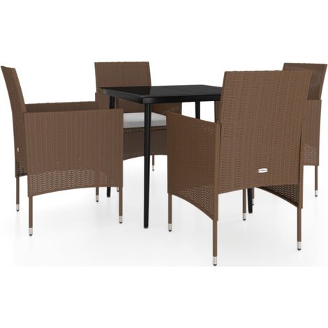 Maison Exclusive - 5-tlg. Garten-Essgruppe mit Kissen Braun und S