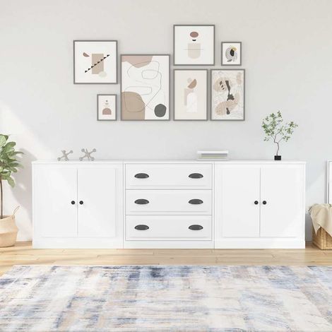 Sideboards 3 Stk. Weiß Holzwerkstoff