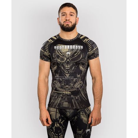 Camiseta de manga corta Venum Invader para hombre, color negro/arena, talla M