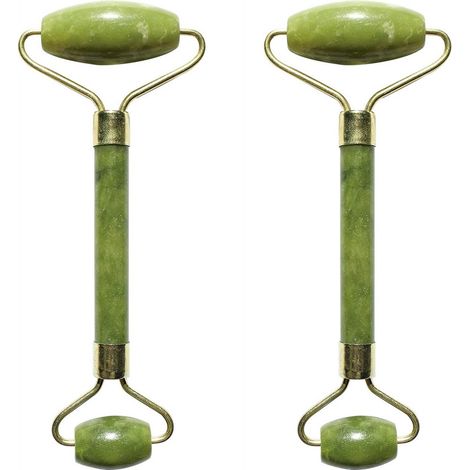 Set de 2 masseurs pour visage en pierre de Jade - Vert - L 14 x l 5 cm - Livraison gratuite (1/5)