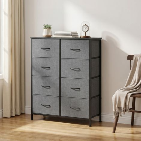 Commode, 8 Tiroirs en Tissu Non-tissé, pour Chambre, Gris (1/5)