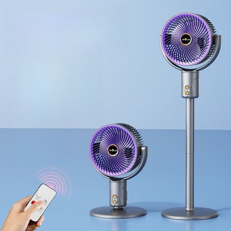 Ventilateur sur Pied Silencieux avec Télécommande, 5 Vitesses et Oscillation,Gris (1/5)