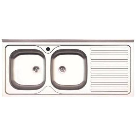LAVELLO APPOGGIO INOX 2 VASCHE SX + GOCCIOLATOIO DX 120 CM
