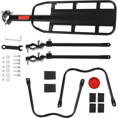 Support vélo arrière réglable dégagement rapide, porte-bagages VTT avec réflecteur (1/5)
