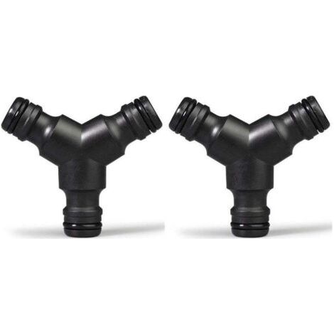 Raccord en plastique pour répartiteur de tuyau (3 voies) - Raccord en Y mâle pour tuyau d'arrosage - Lot de 2 raccords en Y
