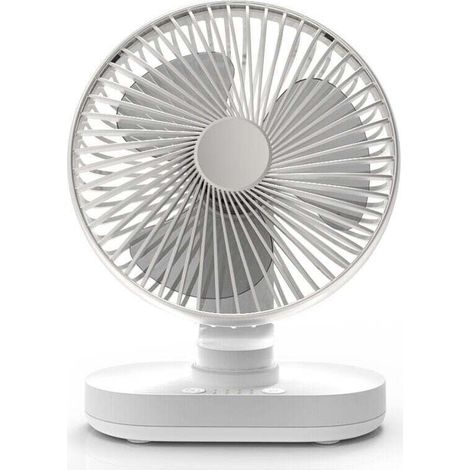 Desk Fan, Self-Oscillating Battery-Powered Silent Fan, 16.5cm, 4 Speeds, Table Cooling, 4000mAh USB Rechargeable Battery Operation, Silver