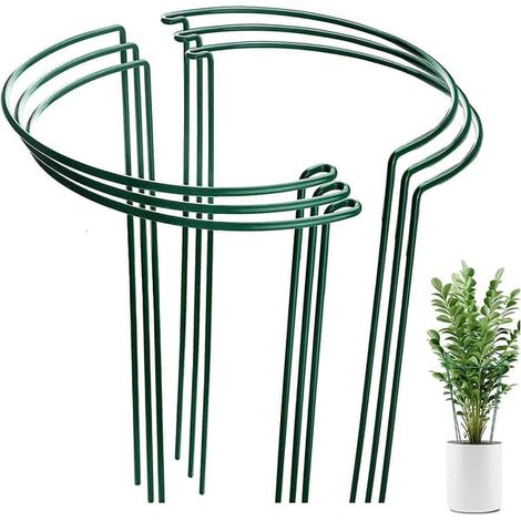 Lot de 10 tuteurs semi-circulaires verts pour plantes, favorisant leur croissance - Anneaux de support pour hortensias, pivoines et autres plantes (1/4)