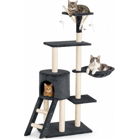 Tiragraffi per Gatti Albero Sisal Parco Giochi Gioco x Gatto Tira Graffi Grigio (1/5)