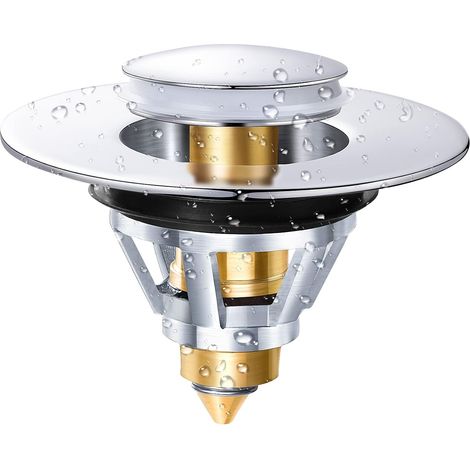 Bouchon Lavabo, Universel Pop up Bonde de Lavabo Acier Inoxydable avec 3 Joints pour Trous de Vidange de 35-44 mm, pour Lavabo de Salle de Bain (1/5)