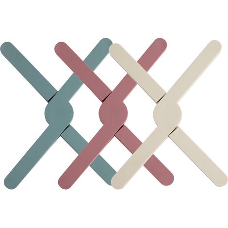 3 dessous-de-plat triangulaires pliables en silicone, antidérapants, résistants à la chaleur jusqu'à 220°C, gain de place optimal (1/5)