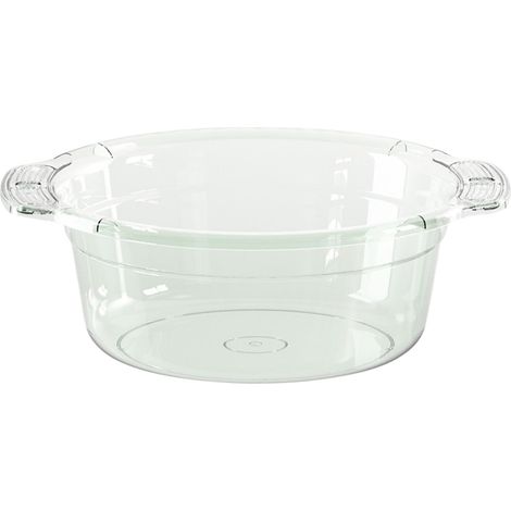 Bassine à vaisselle portable transparente avec trous et poignée, idéale pour laver la vaisselle dans l'évier et pour le rangement.