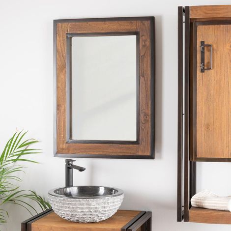 Espejo para cuarto de baño Elegancia madera metal 60 x 80 cm